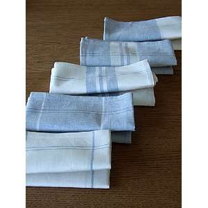   : Set of 5 Blue Linen Cotton Kitchen Towels Florence: Home & Kitchen