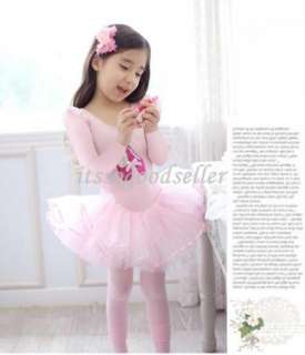   Short Sleeve Leotard Pink Ballet Dance Fairy Tutu Dress 3 8Y  
