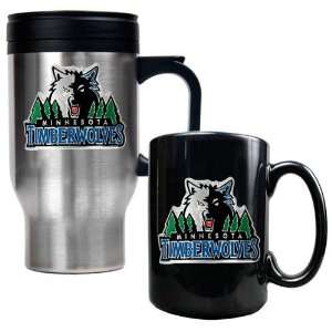Minnesota Timberwolves NBA Stainless Steel Travel Mug & Black Ceramic 