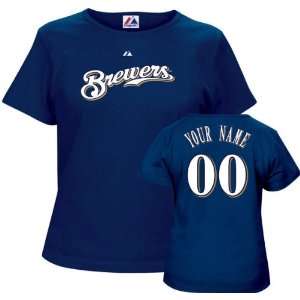 Milwaukee Brewers Womens  Personalized with Your Name  Navy Name and 