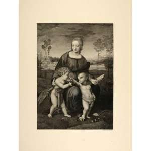  1893 Print Mary Child Madonna of the Goldfinch Raphael 