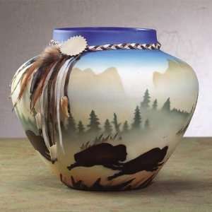  Southwestern Vase with Buffalo: Home & Kitchen