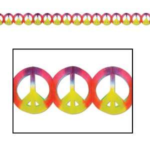   Party By Beistle Company Tie Dye Peace Sign Garland 