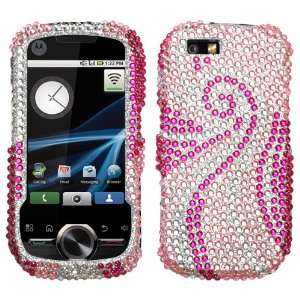  Rhinestones Protector Case for Motorola i1, Swirl Pink 