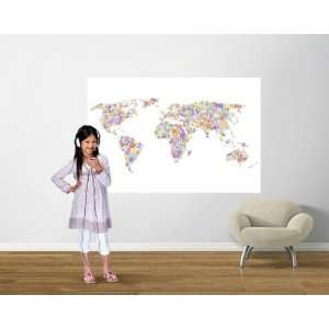  Peace & Love World Map Bright Pre Pasted Mural: Home 