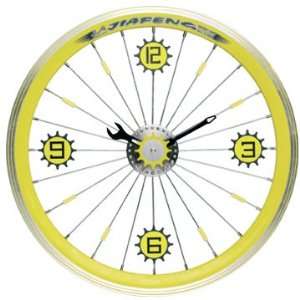 Bike Wheel Clock in Yellow
