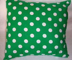 GREEN with WHITE POLKA DOTS 16 Throw Pillow Cover Sham  