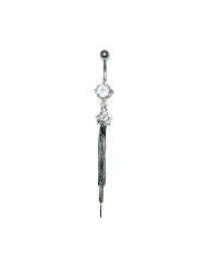 Cluster with Long Chains Belly Button Ring