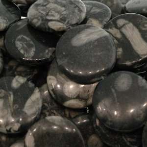 Bull Eye Jasper  Puffy Disc Plain   25mm Diameter, Sold by 16 Inch 