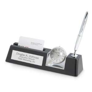   High Gloss Black Spinning Clock Pen Stand Gift