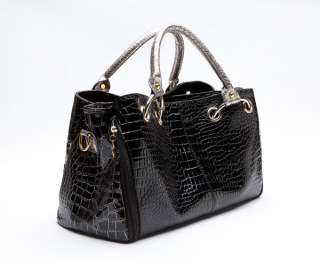   Croco pattern Satchel Tote Shopper Shoulder Handbag Purse Bag  