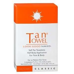 Tan Towel Half Body Classic Towelettes   5 Per Pack   Fair to Medium