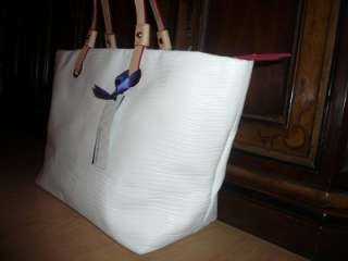   & BOURKE large white tan leather tote purse bag Saks $300  