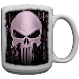 Punisher Skull Pink Custom Coffee Mug CERAMIC from Redeye Laserworks