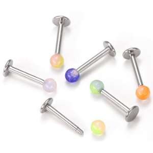 18G   16G ACRYLIC 2 TONE GLOW A+B BALL LABRET RING 16g 5/16~8mm Glow 