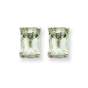   Gold 7x5mm Emerald Green Amythest Earrings: West Coast Jewelry