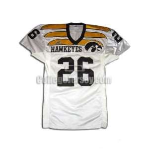 White No. 26 Game Used Iowa Apex One Football Jersey  