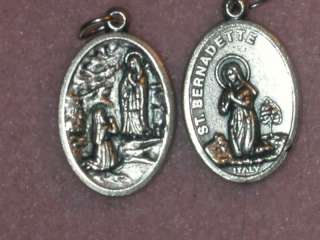 St Bernadette at Lourdes, Silvertone Religious Medal~  