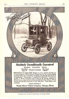 1910 Woods Electric Motor Car photo vintage print ad  