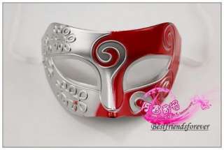 Silver Red Men Venetian Costume Masquerade Party Mask  