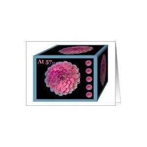  57 Birthday With Pink Bloom on Gift Box Card Toys & Games