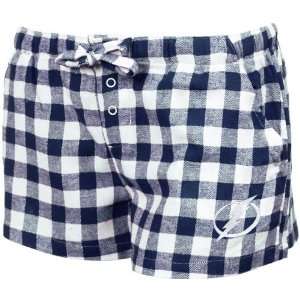   Lightning Ladies Navy Blue White Paramount Plaid Pajama Shorts (Large