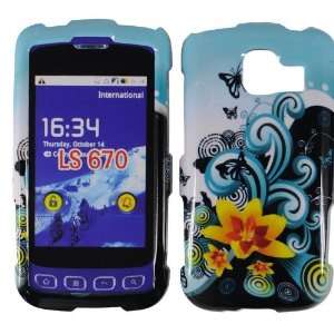 Blue Wave Flower Design Rubberized Snap on Hard Skin Shell Protector 