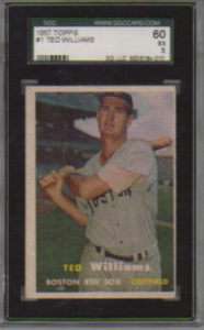 1957 Topps #1 Ted Williams Hall of Fame SGC 60 SMR=$200  