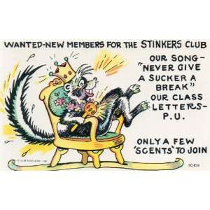  Post Card: WANTED NEW MEMBERS FOR THE STINKERS CLUB, Curt Teich 