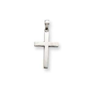  Beveled Cross Charm in 14k White Gold: Jewelry