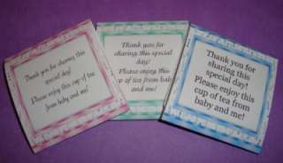 12 BABY SHOWER TEA BAG WRAPPER FAVORS PERSONALIZED  