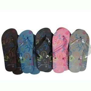  Ladies Flip Flop Sandals Flowers 5 Colors Case Pack 72 