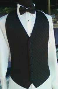 Boys Black Diamond Patterned Formal Vest and Tie 530  