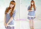 Japan Bubble Sleeves Babydoll Knit Shirt Light Blue