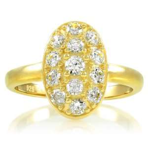  Carleens CZ Oval Engagement Ring   1.3 TCW Gold Plated Jewelry