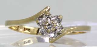   20CT 7 ROUND DIAMOND FLOWER YELLOW GOLD CROSSOVER PROMISE RING!  