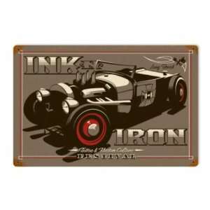  Ink N Iron Festival Metal Sign Hot Rod Tattoo Red Tire 