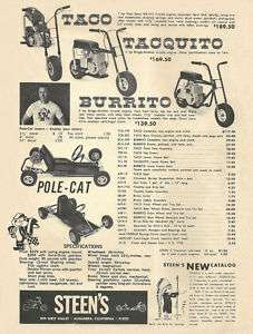 Vintage 1960s Steens Taco, Taquito and Burrito Mini Bike Ad   3 