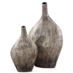    Uttermost Set of 2 Textured Ceramic Tatia Vases: Home & Kitchen