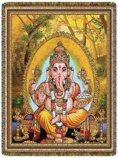 GANESHA Lord of Success TAPESTRY THROW BLANKET 52 x 63  