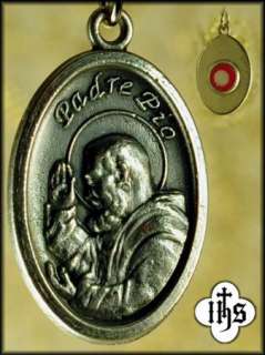 Padre Pio St Catholic Saint Relic Medal Pendant + Chain  