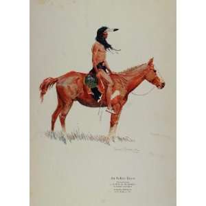  1923 Frederic Remington Indian Brave Horse Color Print 