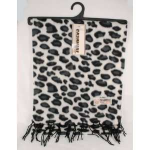  Womens Leopard Print Cashmere Feel Scarf Black White: Home 