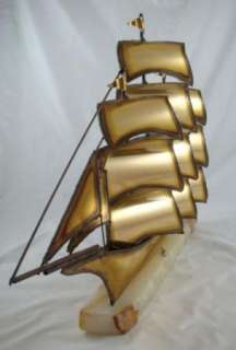   Steel Onyx Ship Signed Sculpture By John & Don DeMott 1975  