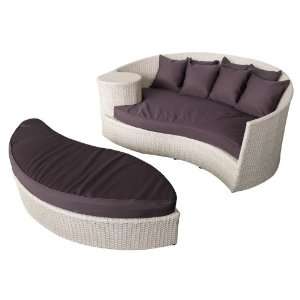  Lexington Modern Taiji Outdoor Rattan Daybed with Ottoman 