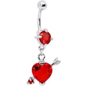  Red Cubic Zirconia Part of My Heart Belly Ring: Jewelry