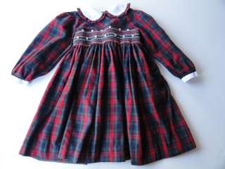 Carriage Boutiques Girls Smocked Dress Size 6 Christmas Plaid  