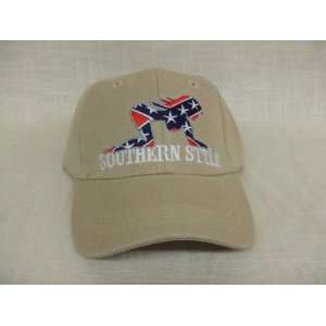    SOUTHERN STYLE Rebel Flag Hat Tan Baseball Cap: Everything Else