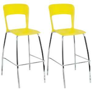  Set of 2 Yellow Tone Bar Stools