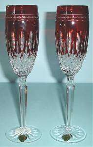 Waterford Clarendon Ruby Champagne Flutes Pair NIB  